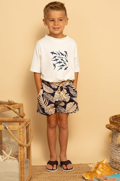 BOYS TIDEWATER VOLLEY BOARDSHORT - PALM NAVY - XS