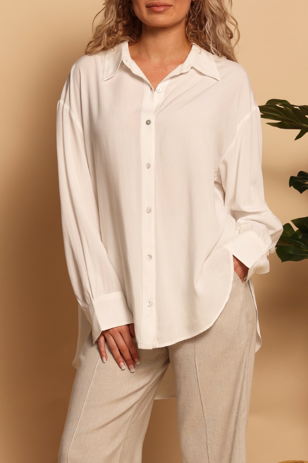 LAYLA OVERSIZED BUTTON DOWN - WHITE - XS