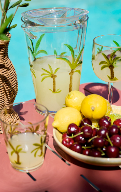 2 1/2 QUART ARCYLIC PITCHER WITH PALM TREES & LID