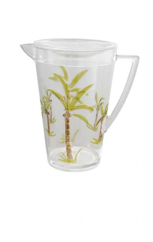 2 1/2 QUART ARCYLIC PITCHER WITH PALM TREES & LID