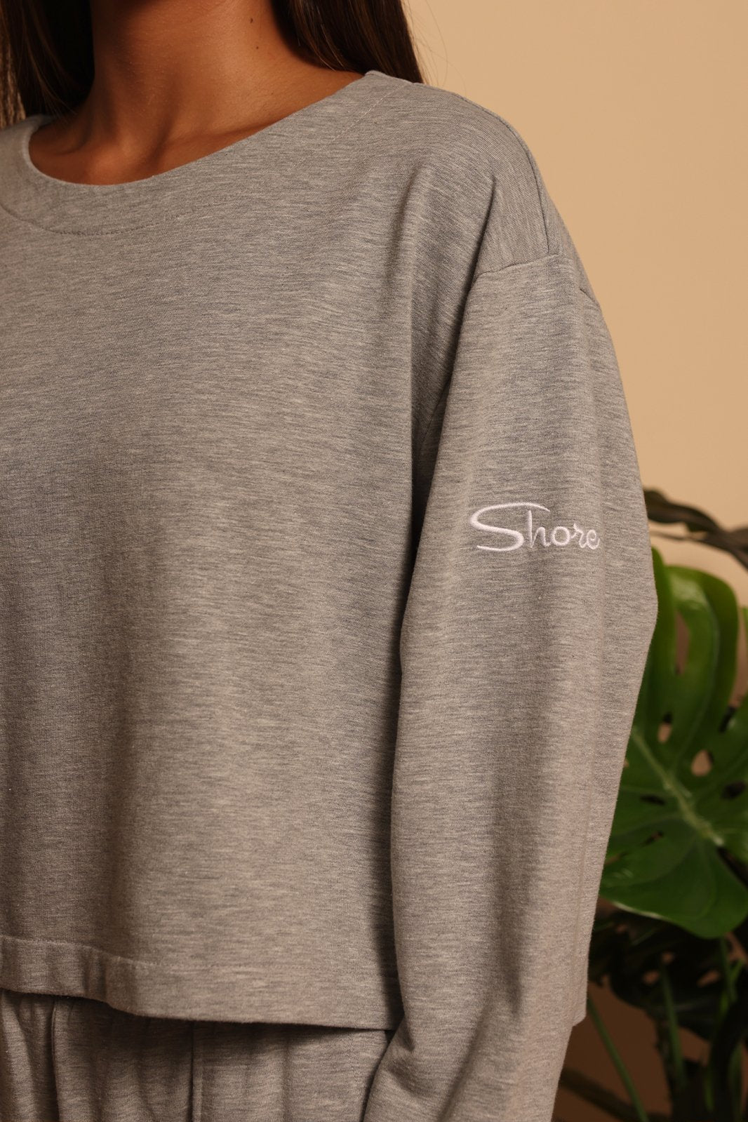 S CROP SWEATSHIRT - HEATHER GREY - XS