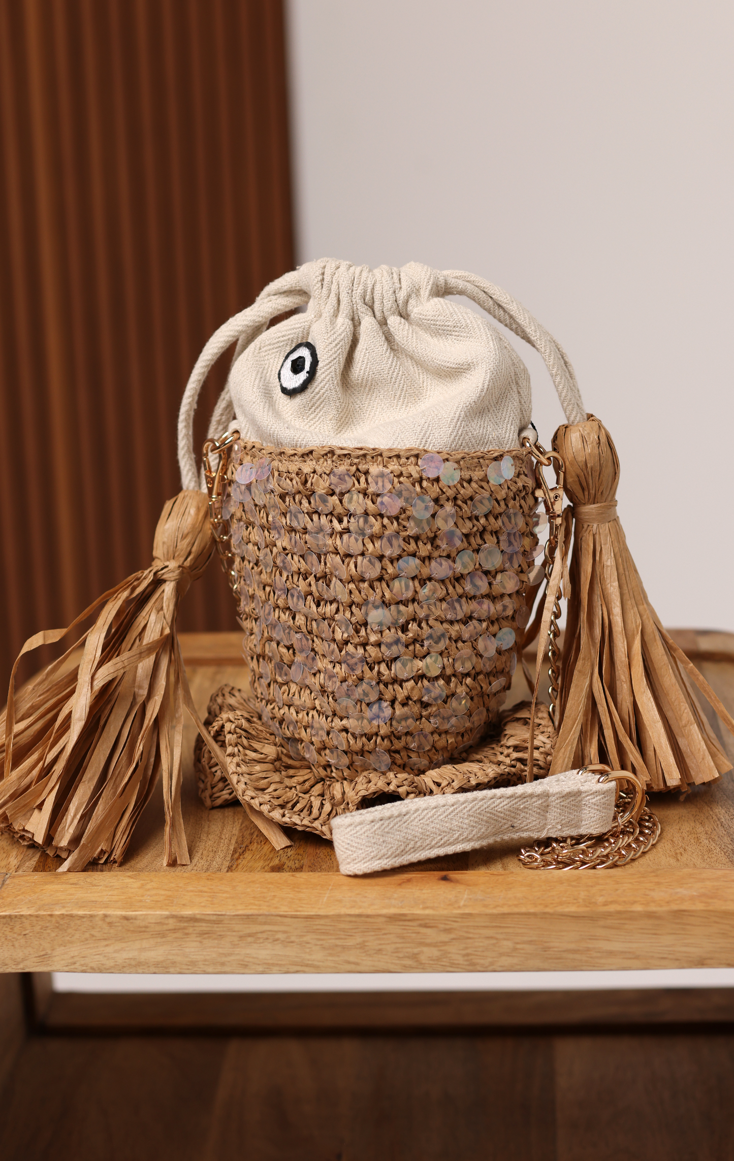 OCEAN WHIMSY RAFFIA FISH BAG