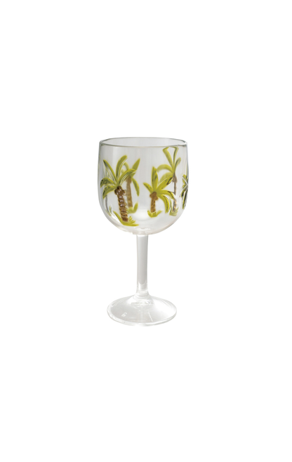 16 OZ. ACRYLIC STEMMED WINE GLASS WITH PALM TREES