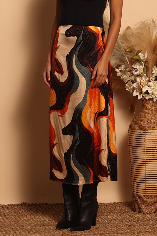 MALDIVES MIDI SLIT SKIRT - CANYON SWIRL - XS