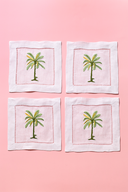 Palm Embroidered Cocktail Napkins | Best Seller!