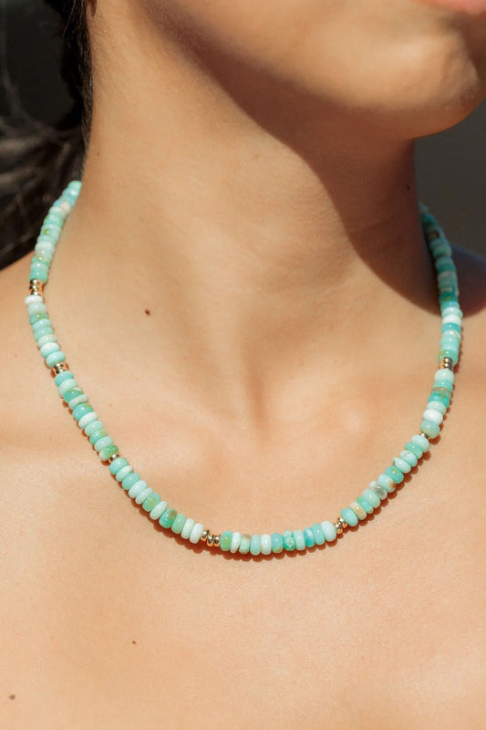 PERUVIAN BLUE OPAL NECKLACE - MANA'OLANA - Blue Opal