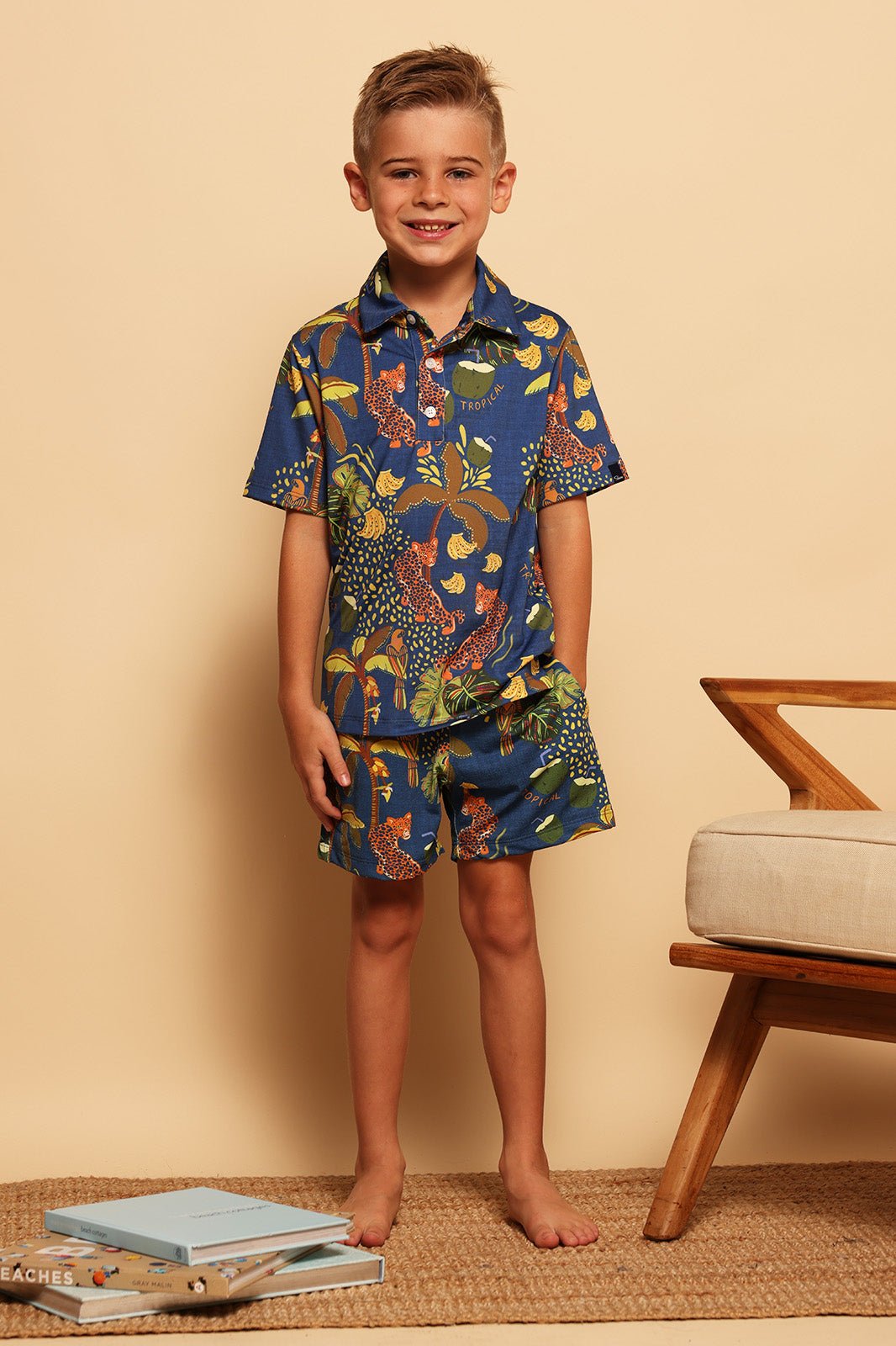 BOYS ACTIVE POLO - TWILIGHT JUNGLE - XS