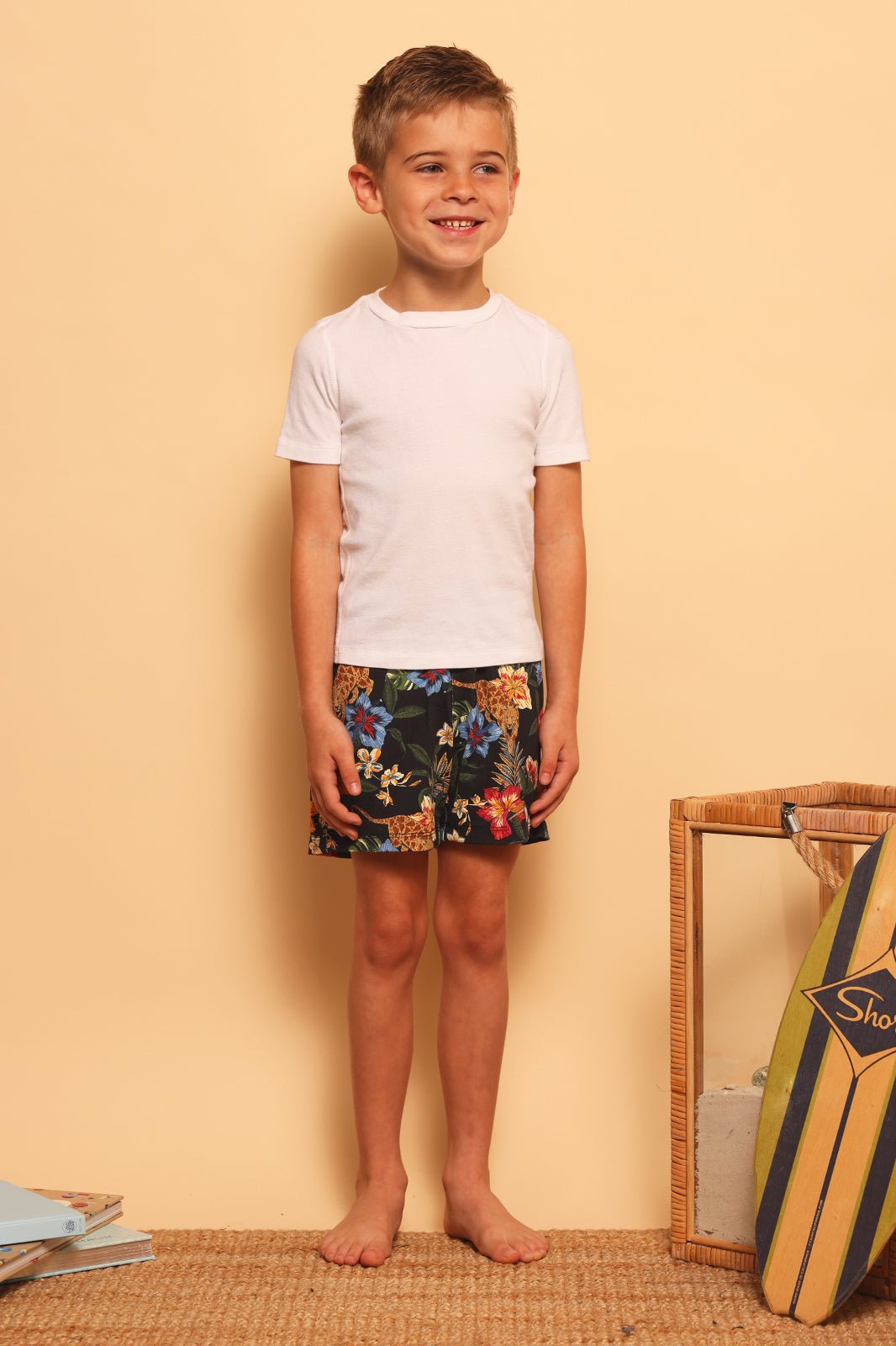 BOYS TIDEWATER VOLLEY BOARDSHORT - PROWLING TROPICS - XS