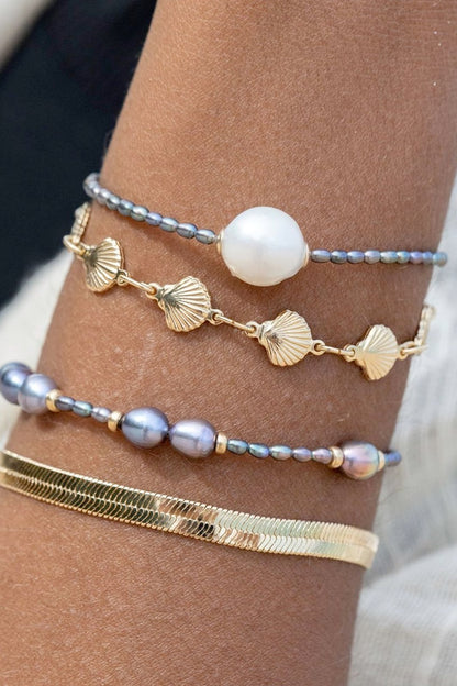 GOLD FILLED SEASHELL CHAIN BRACELET - LEIALOHA - GOLD