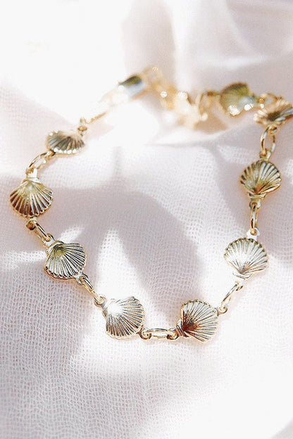 GOLD FILLED SEASHELL CHAIN BRACELET - LEIALOHA - GOLD