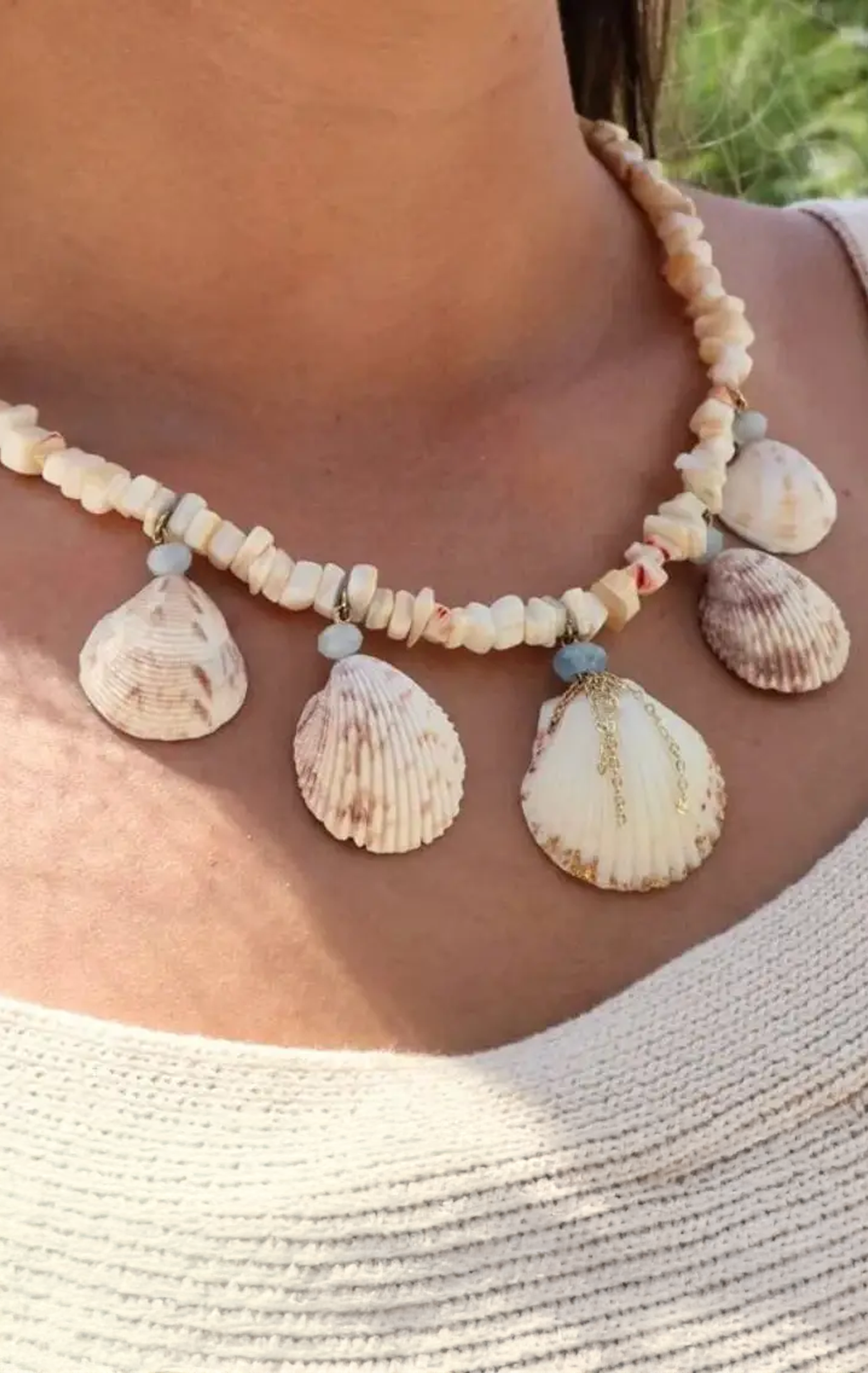Captiva Aquamarine and Shells Pooka Necklace – Shore