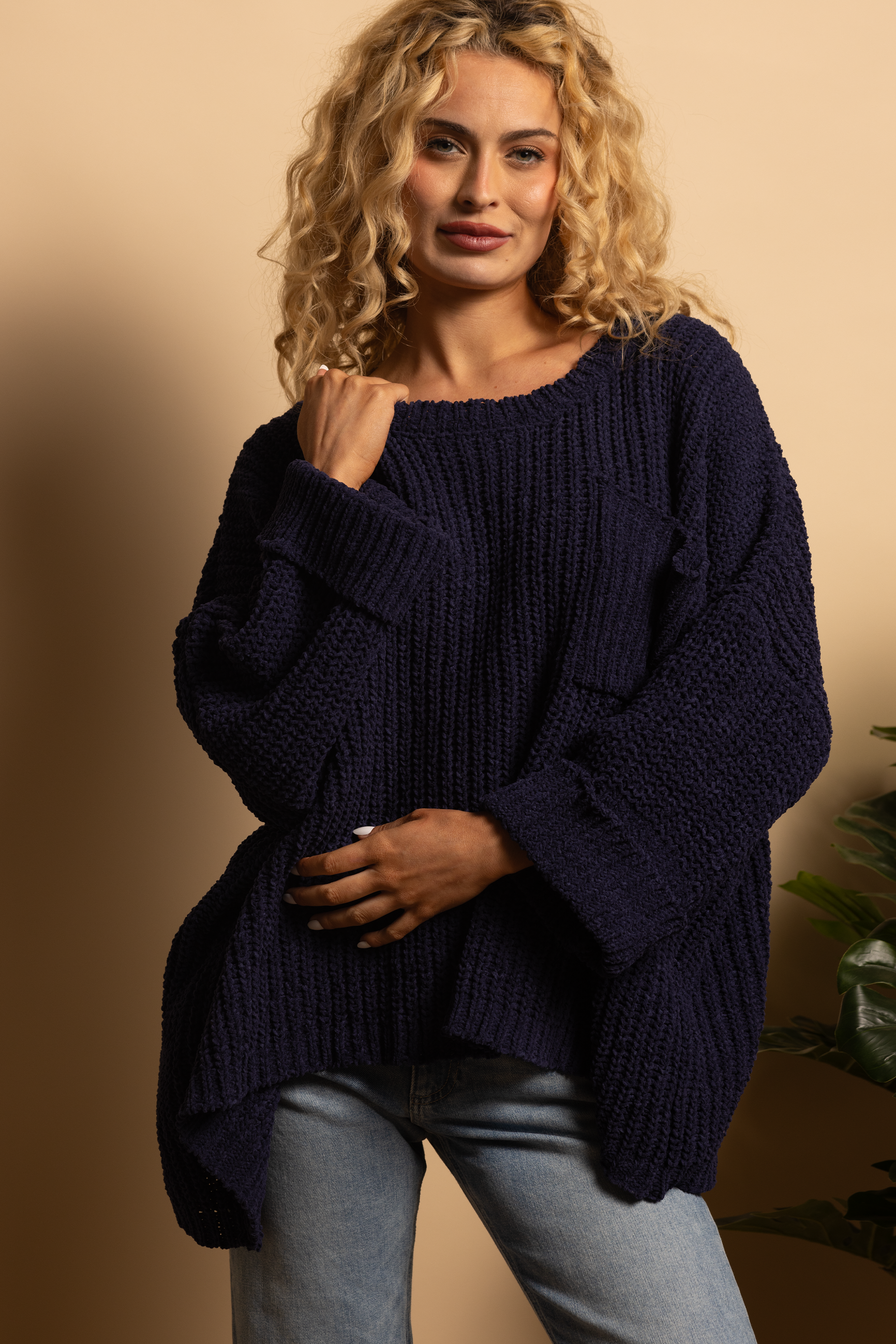 CHENILLE OVERSIZED SWEATER - PRUSSIAN BLUE - OS