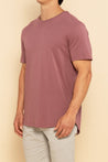 Salmon Curved Hem Tee For Men - Front Side Angle