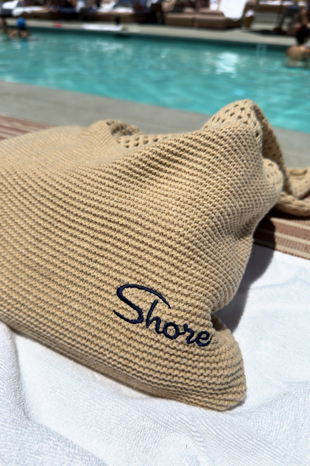 SHORE CROCHET TOTE - TAN -