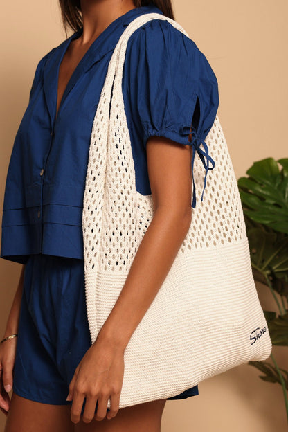 SHORE CROCHET TOTE - WHITE -