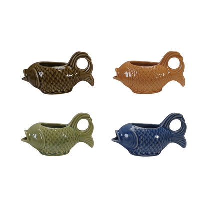 2 OZ. STONEWARE FISH SHAPED CREAMER DG0472A
