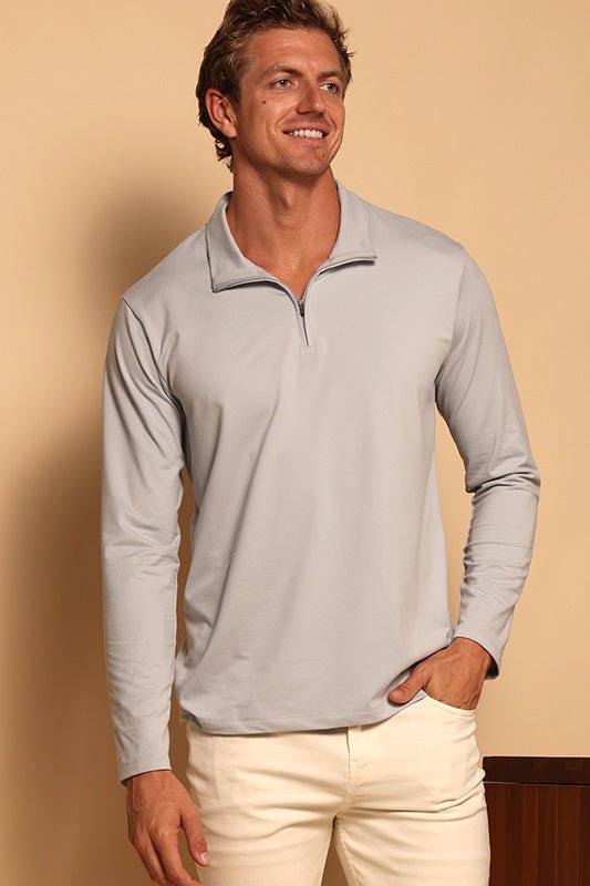 1/4 ZIP PULLOVER - SILVER - S