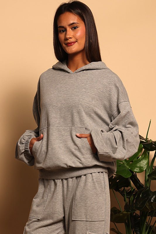 TARA TERRY HOODIE - HEATHER GREY - XS