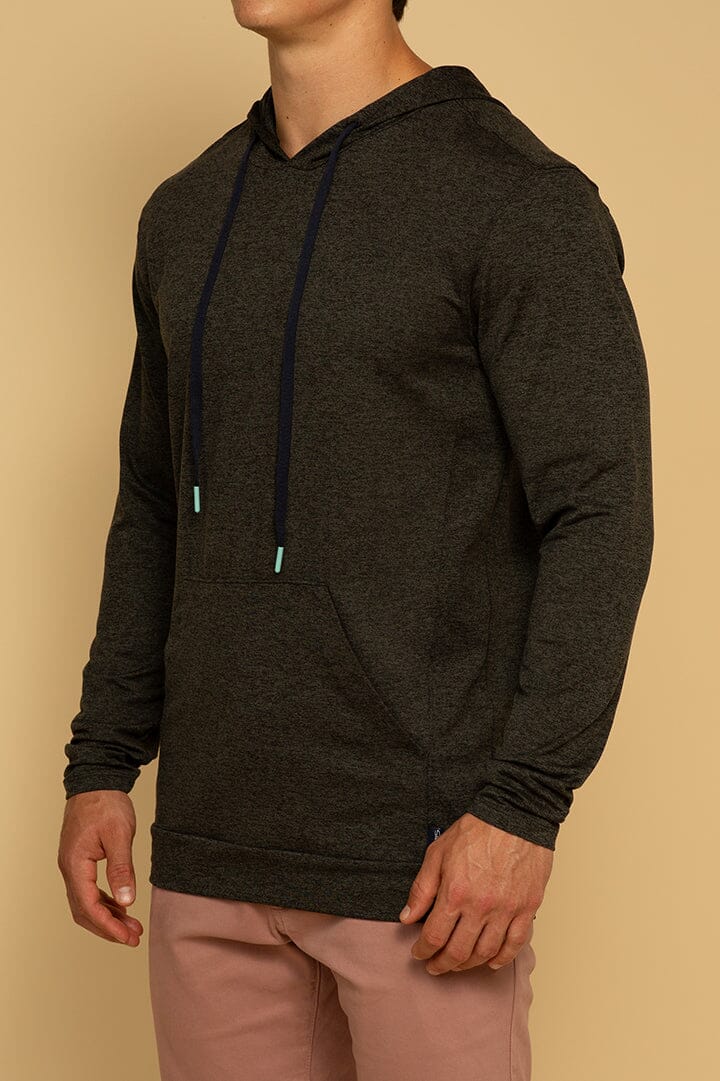 Charcoal Pullover Hoodie For Men - Front Side Angle