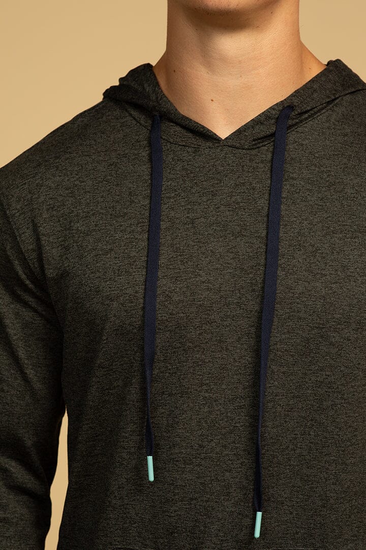 Charcoal Pullover Hoodie For Men Front Strings