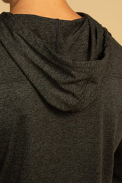 Charcoal Pullover Hoodie For Men - Back Hood