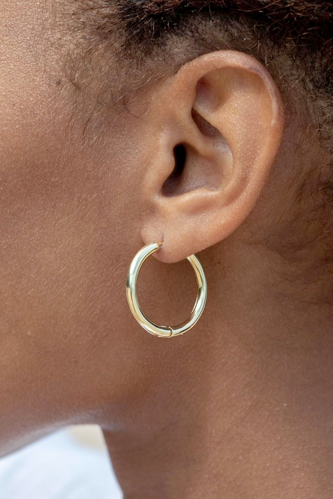 PERFECT LARGE 18KT GOLD FILLED HUGGIE HOOP EARRINGS - -