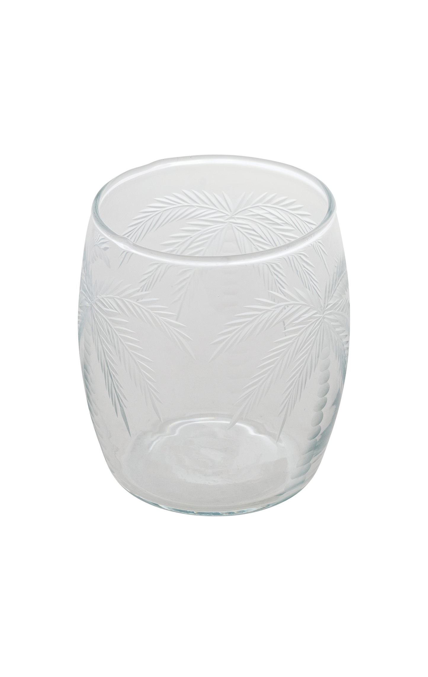 8 OZ. ETCHED DRINKING GLASS WITH PALM TREES