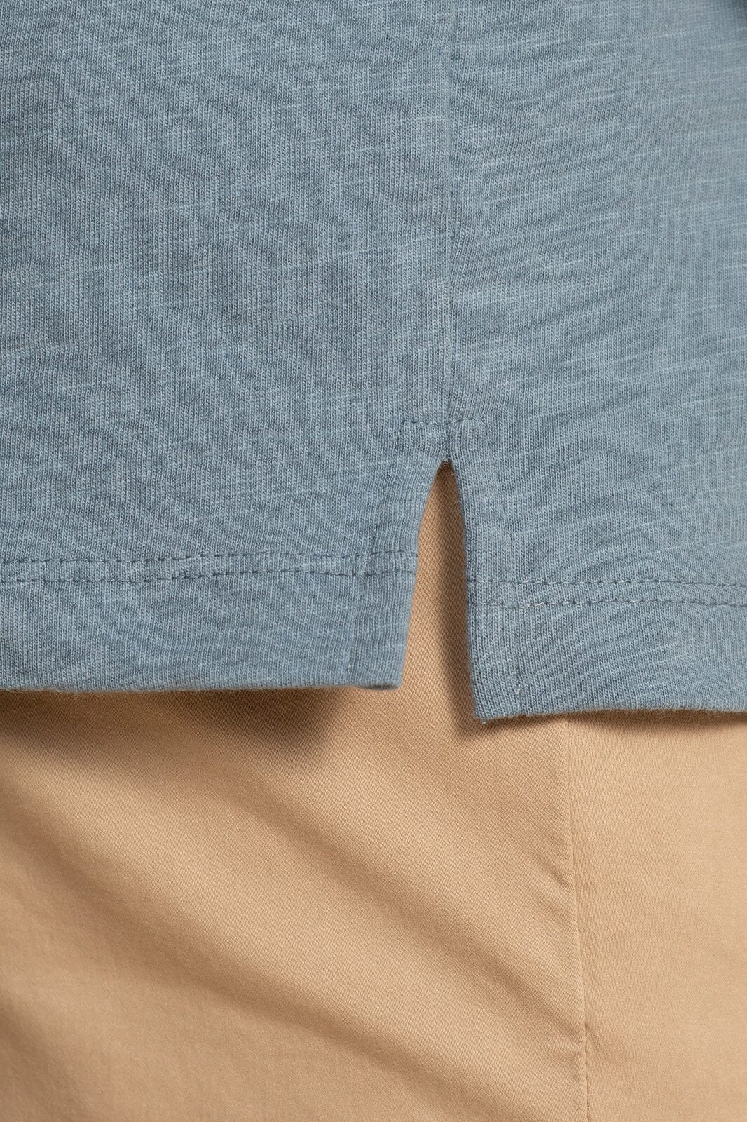 SHORT SLEEVE SLUB POLO - DUSTY BLUE - S