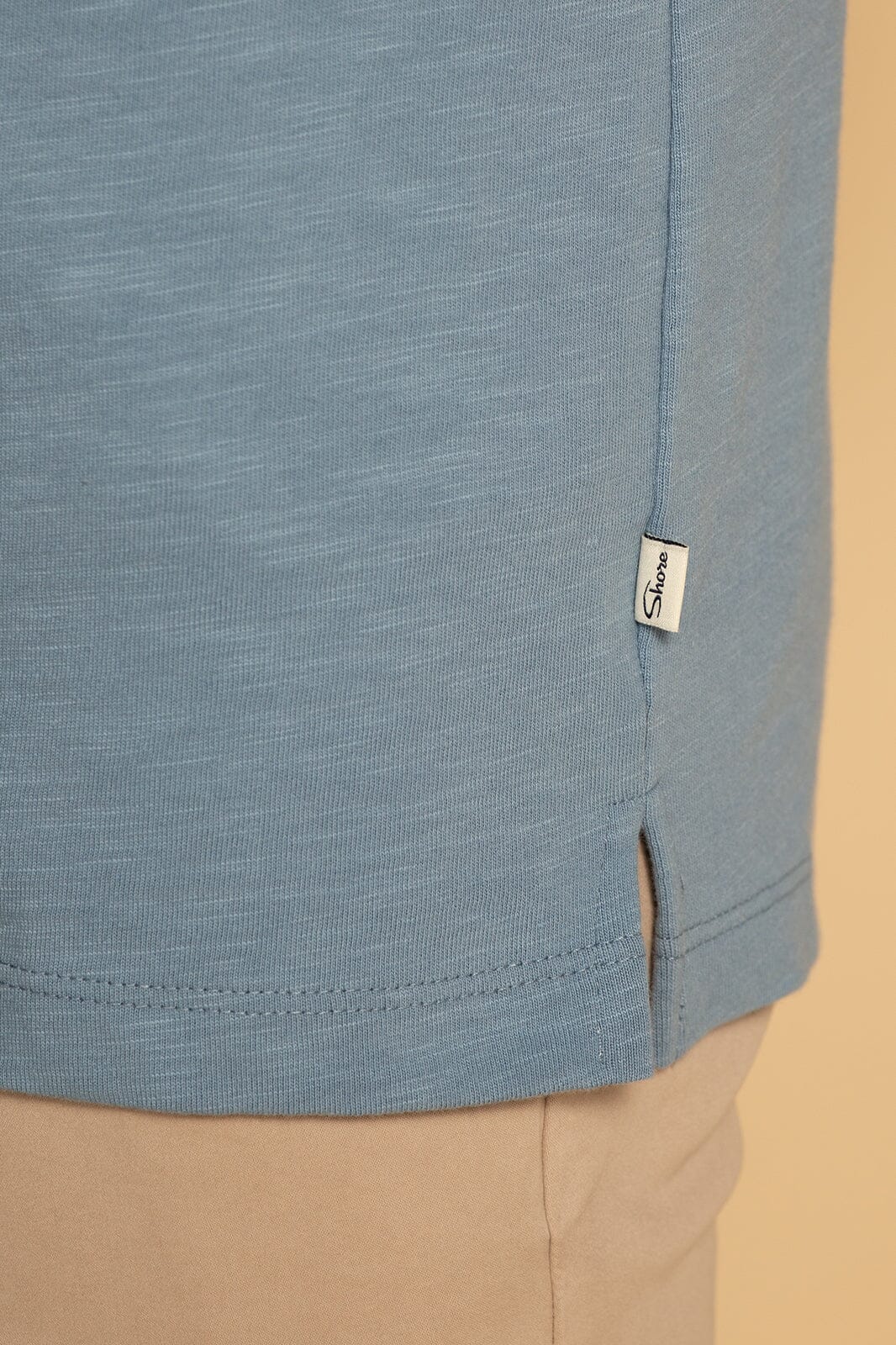 SHORT SLEEVE SLUB POLO - DUSTY BLUE - S