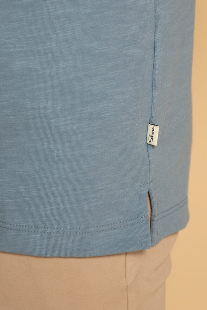 SHORT SLEEVE SLUB POLO - DUSTY BLUE - S