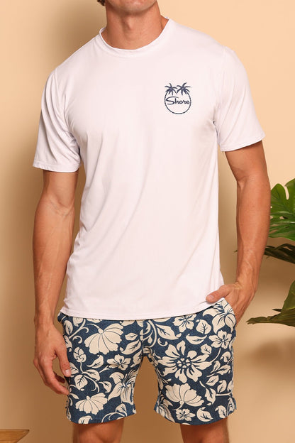 SHORE USA COAST TO COAST RASHGUARD - WHITE/NAVY - S