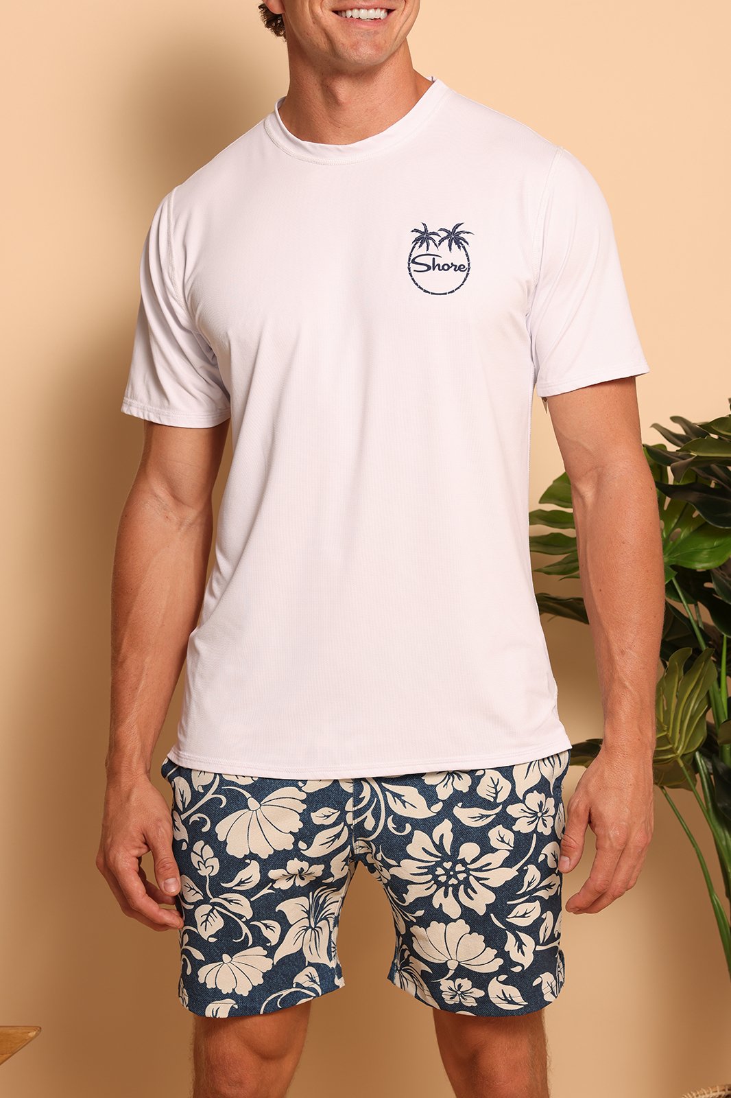 SHORE USA COAST TO COAST RASHGUARD - WHITE/NAVY - S