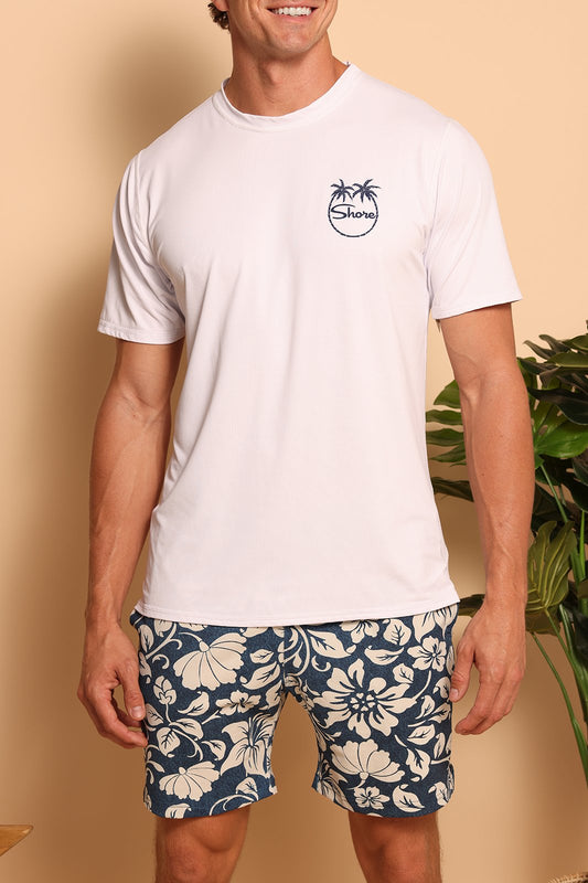 SHORE USA COAST TO COAST RASHGUARD - WHITE/NAVY - S
