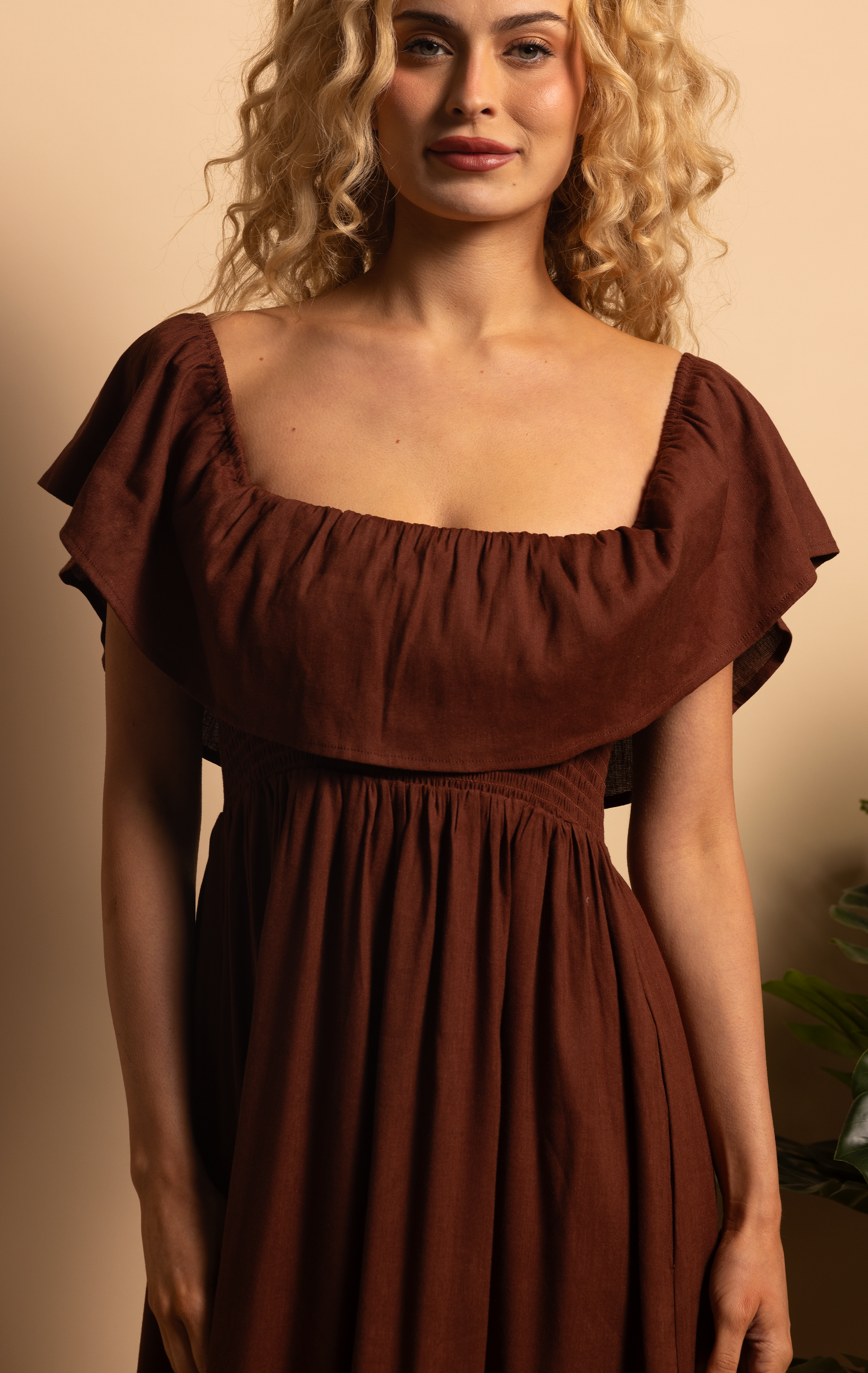 Women's Ruffle Off Shoulder Dress | Color: Bordeaux | Size: XS by Shore Women's Ruffle Off Shoulder Dress | Color: Bordeaux | Size: XS by Shore