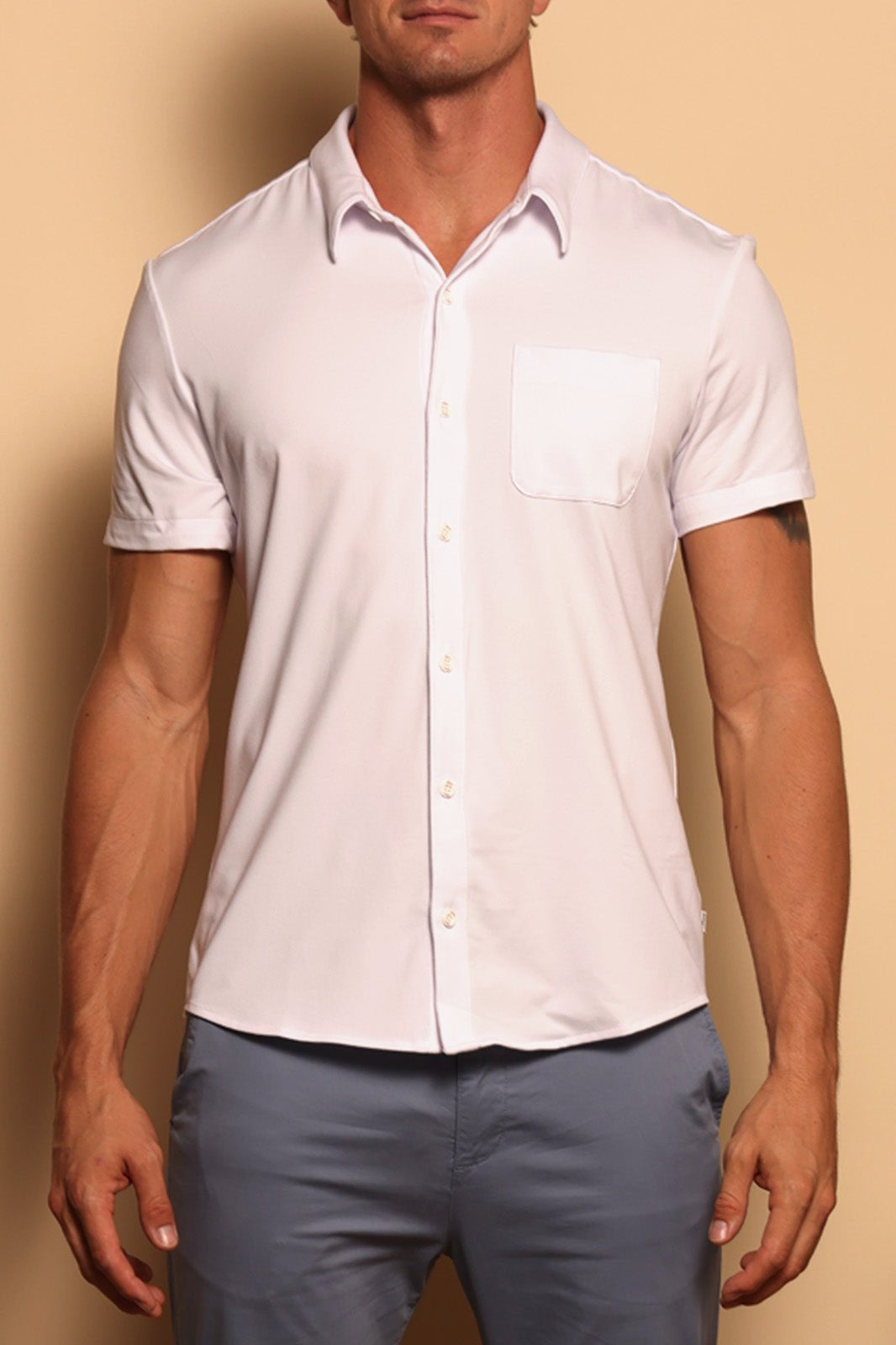 EVERYDAY SHORT SLEEVE BUTTON DOWN - WHITE - S