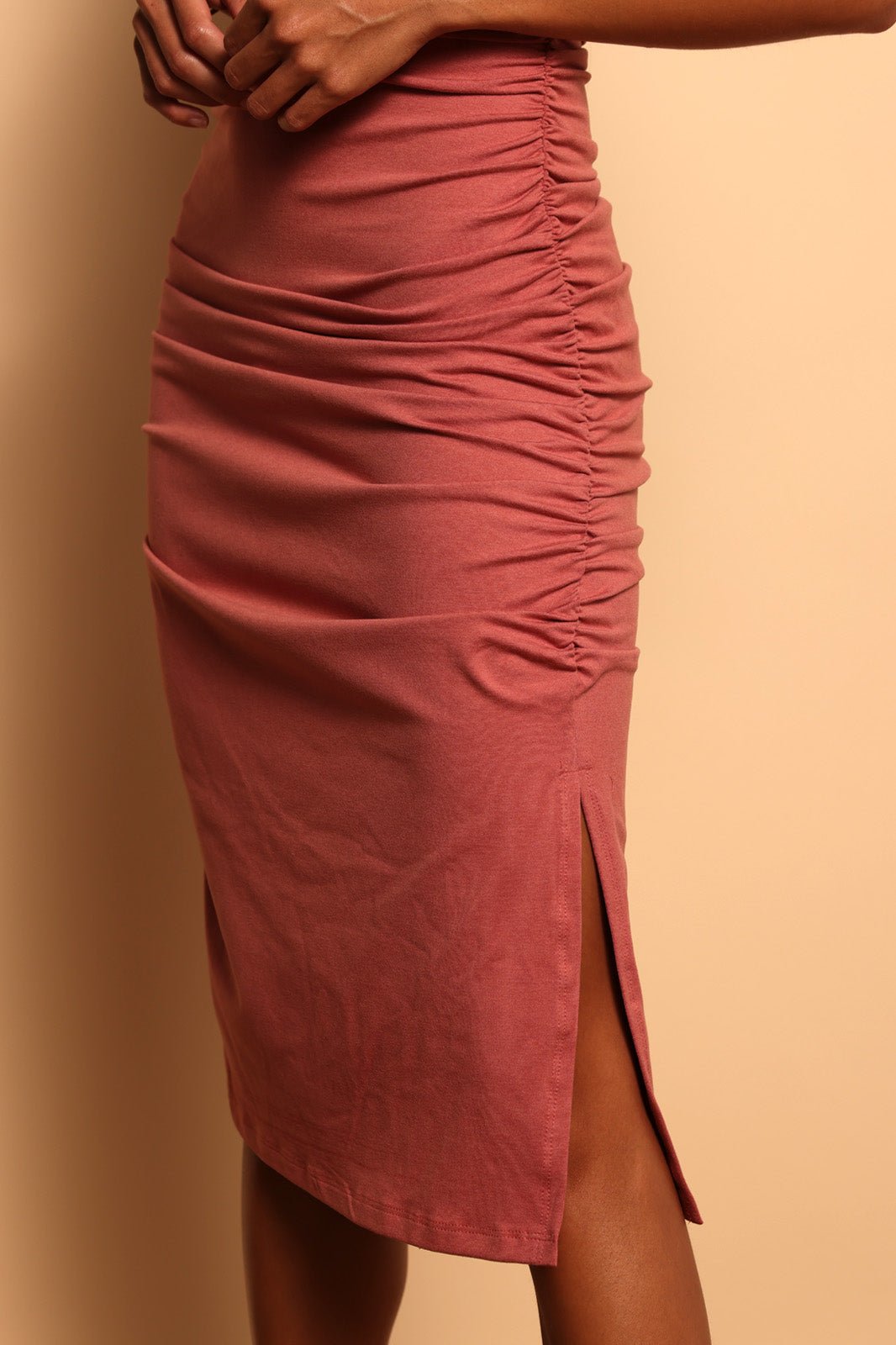 TANK DRESS WITH SIDE SHIRRING - SEDONA CLAY - XXS