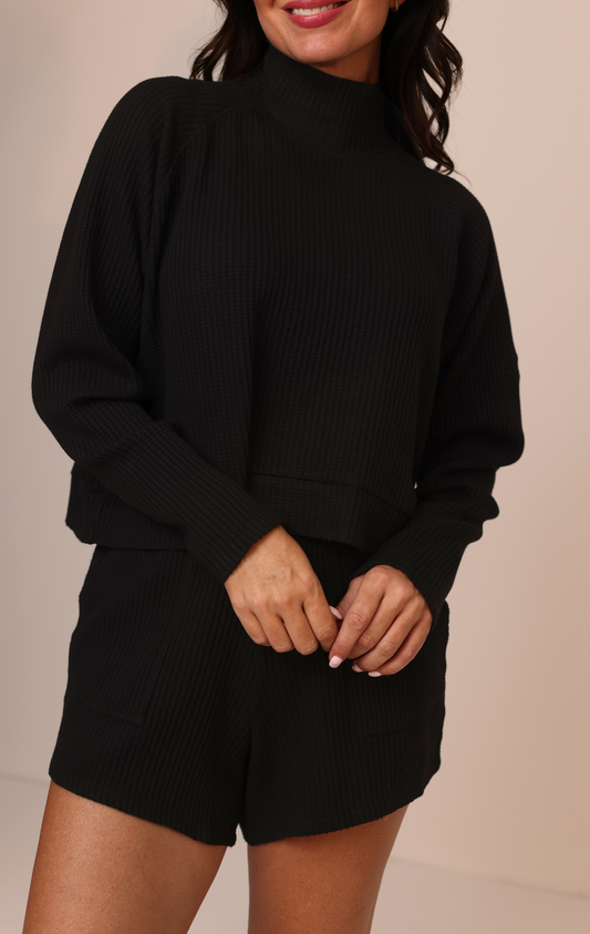 WEEKENDER WAFFLE KNIT PULLOVER