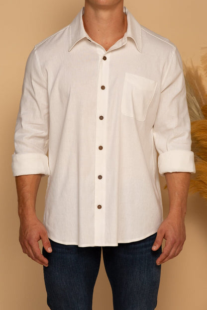 ALEXANDER BUTTON DOWN SHIRT - WHITE - S