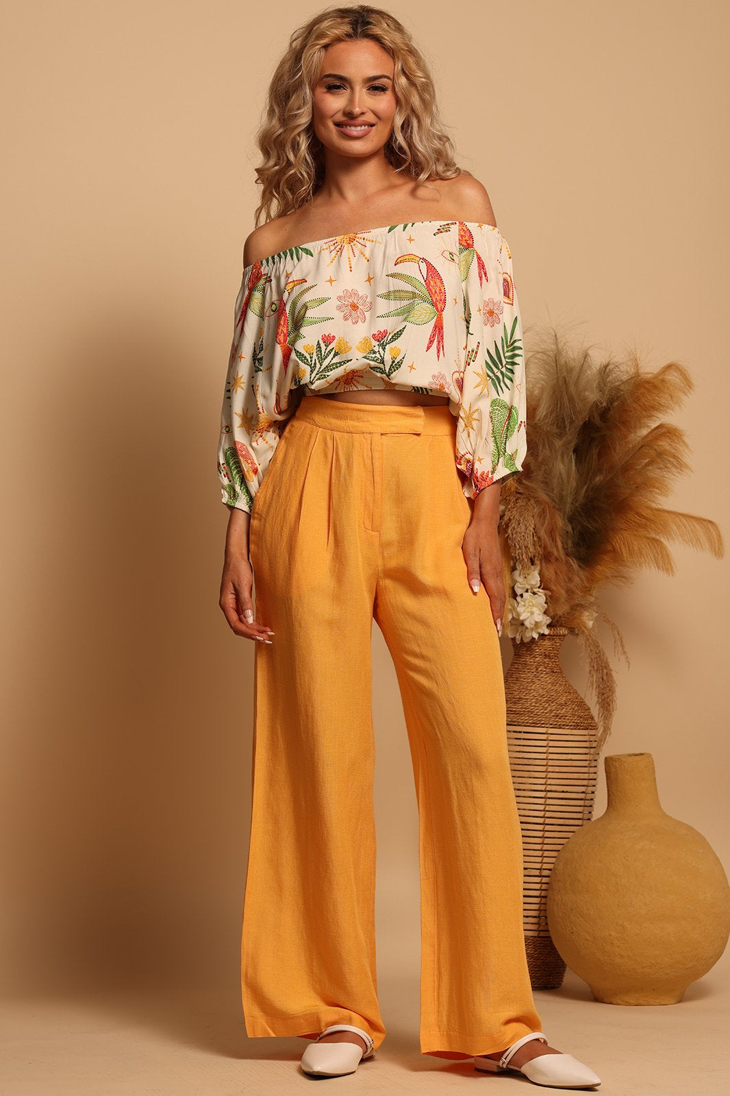 WINDSOR WIDE LEG TROUSER - MARIGOLD - XS