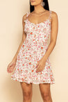 White With Red Flowers Sicily Dress