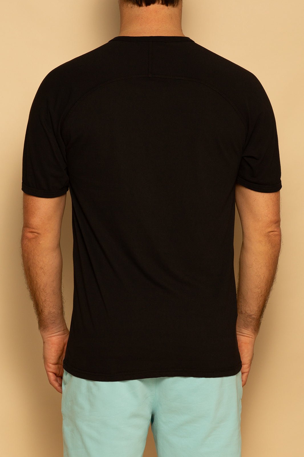 ORGANIC MENS HENLEY - BLACK - S