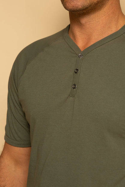 ORGANIC MENS HENLEY - THYME - S