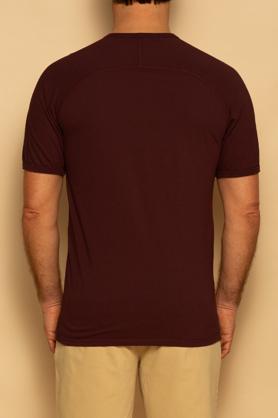 ORGANIC MENS HENLEY - MAHOGANY - S