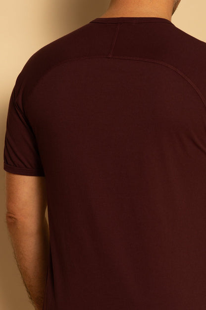 ORGANIC MENS HENLEY - MAHOGANY - S