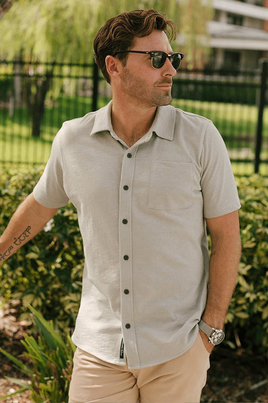 SHORT SLEEVE BUTTON DOWN SHIRT - WROUGHT IRON - S