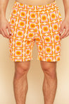 Yellow, Orange and Pink Tidewater Volley Boardshort With Flower Pattern