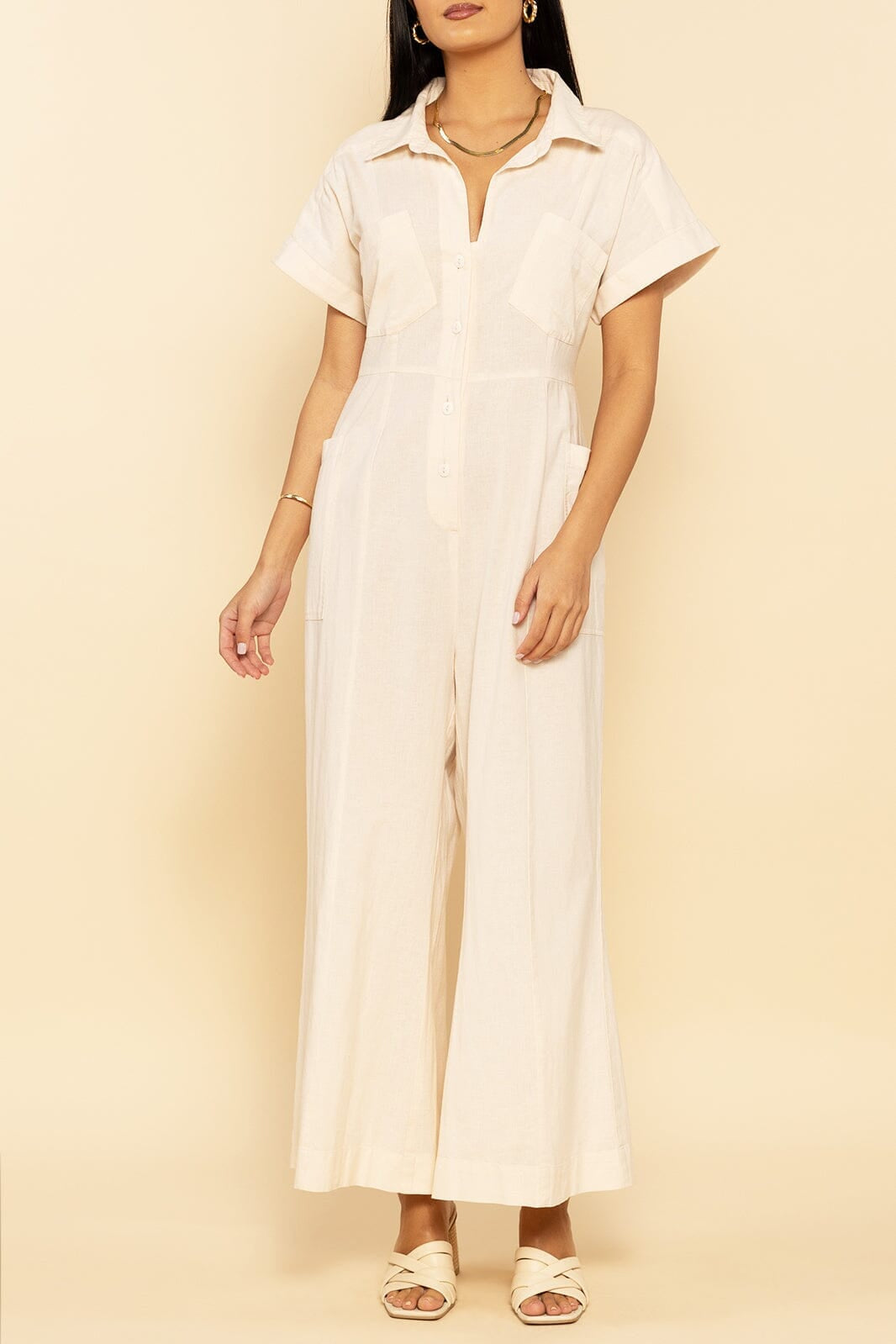 White Collared Jumpsuit