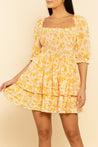 Yellow With Dark Yellow Flower Patterns - Ipanema Dress