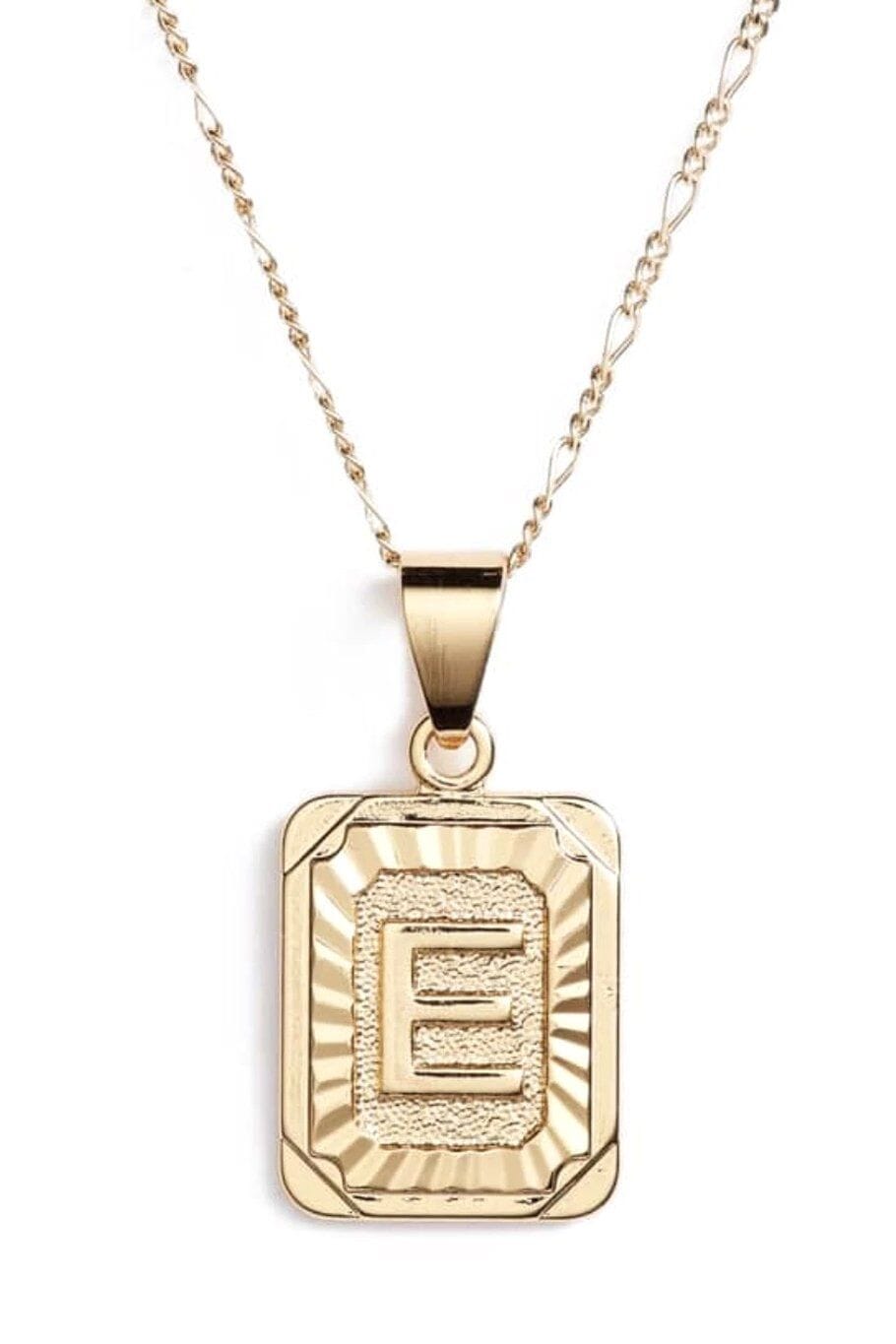 INITIAL CARD NECKLACE GOLD FIL - GOLD - F