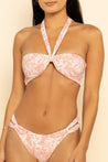 Pink & White Loop Bandeau Top With Flower Pattern